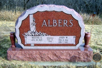 Red        42“ Scallop Monument     Turned Granite Vases